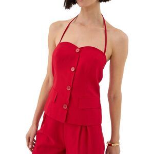 Extro&Vert Womens  Halter Neck Co-Ord Top, Red
